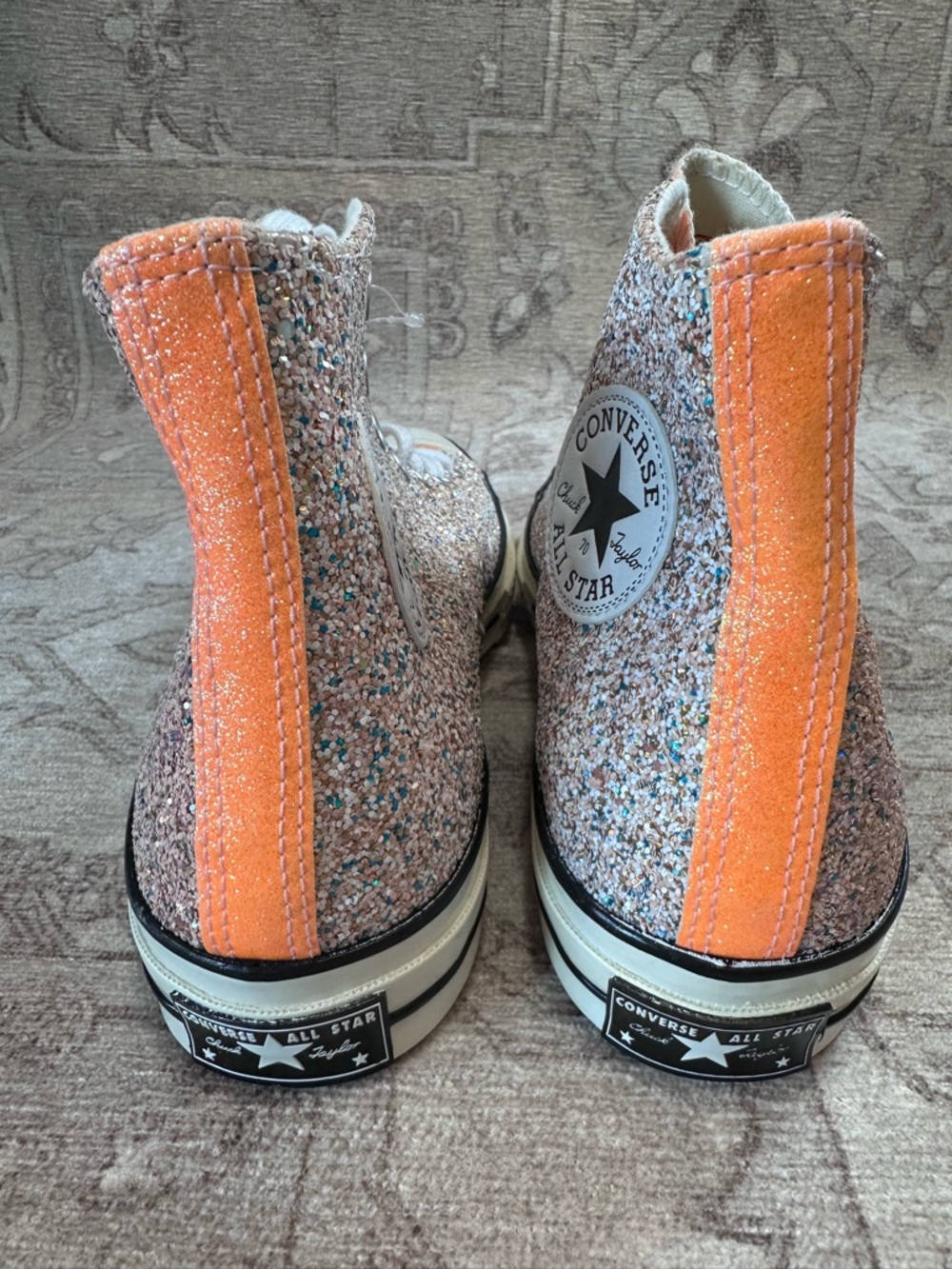 Converse Glitter High Top Sneakers - Pink with Orange Accents - Picture 6 of 9